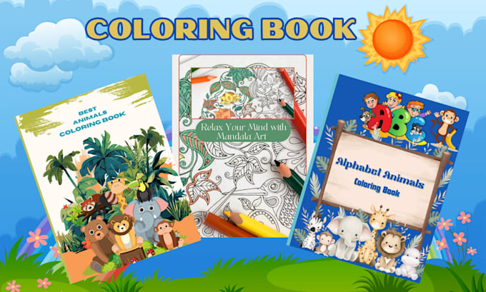 Gig Preview - Create kids coloring book cover and custom interior for amazon kdp