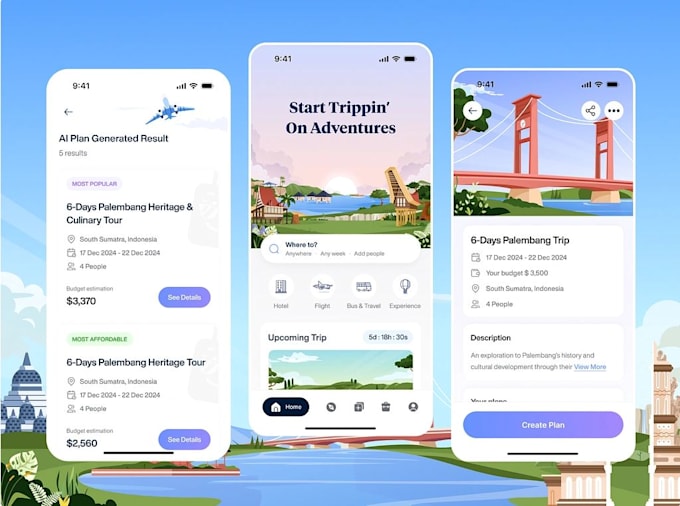 Gig Preview - Create ticket booking app, flight, ticket, ai trip planer app, hotel booking app