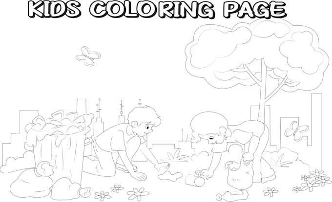 Gig Preview - Create black and white line art for coloring books kids