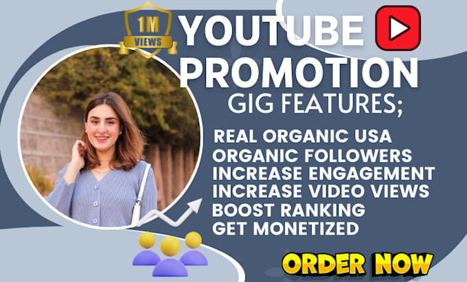 Gig Preview - Youtube promotion to usa audience organically get more views and subscriber