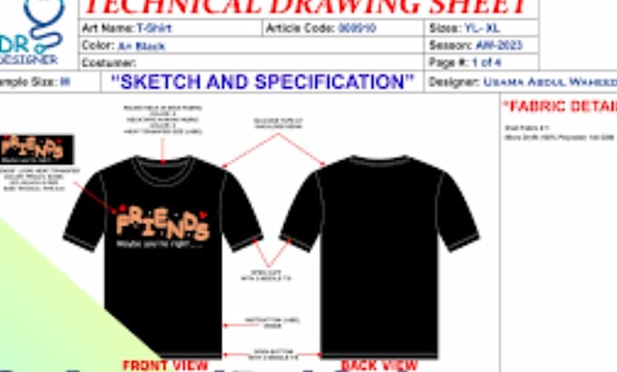 Gig Preview - Create tech packs design clothes teck pack flat sketch