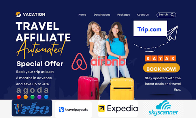 Bestseller - setup airbnb automated travel affiliate websites for passive income