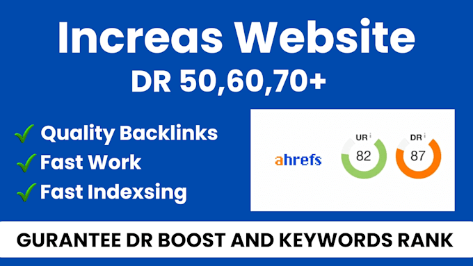 Gig Preview - Increase your ahrefs domain rating dr to 70 with high SEO backlinks