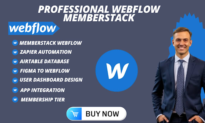 Gig Preview - Develop webflow membership website integrate memberstack airtable zapier stripe