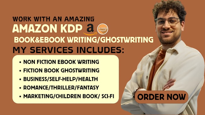 Gig Preview - Do unique non fiction ebook writing, best selling fiction kdp book ghostwriting