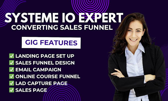 Gig Preview - Systeme io sales funnel, systeme io landing page, sales funnel