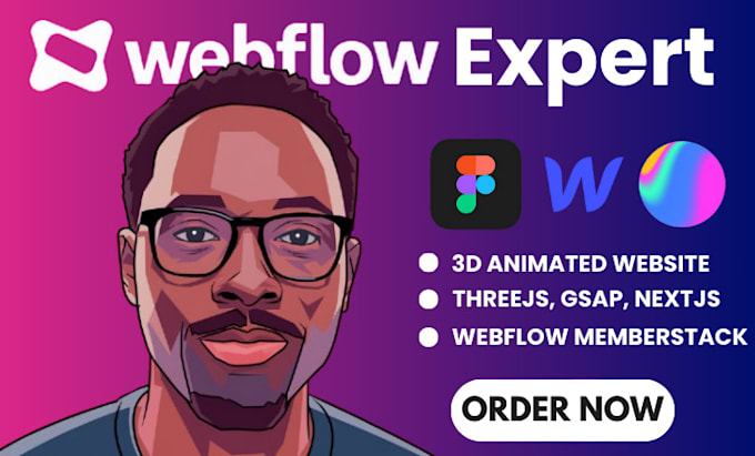 Gig Preview - Do 3d interactive webflow website spline 3d parallax animation threejs gsap