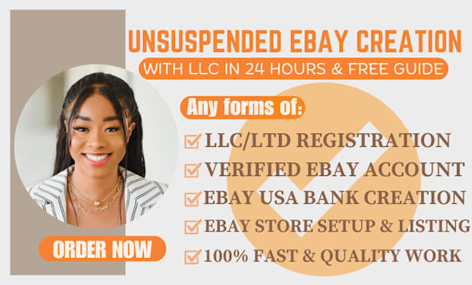 Gig Preview - Create unsuspended ebay seller account ebay account creation with llc high limit