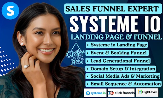 Gig Preview - Create systeme io website, systeme io sales funnel, clickfunnels landing page