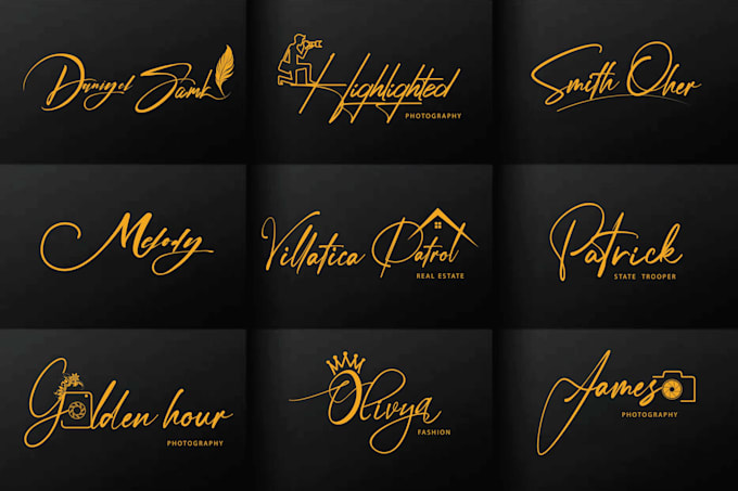 Gig Preview - Do luxury signature photography scripted cursive and real estate watermark logo