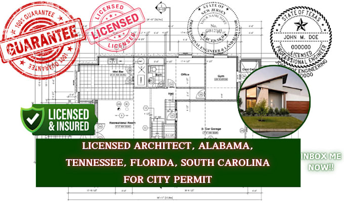 Gig Preview - Review, draw and stamp your USA architectural drawing for city permit