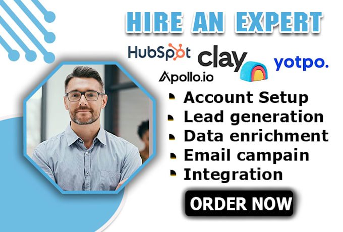 Gig Preview - Setup clay, clay com,, apollo io, hubspot automation, yotpo sms