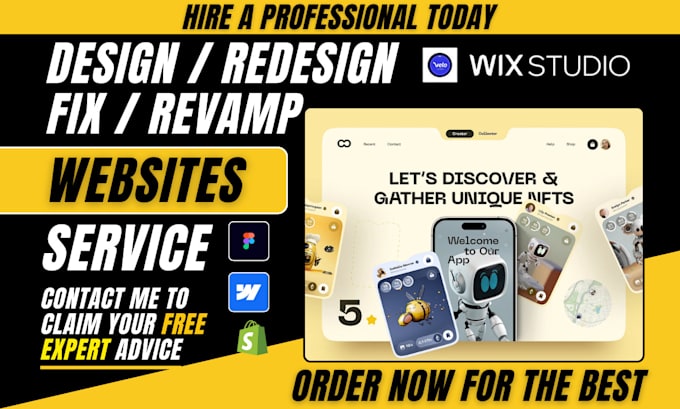 Gig Preview - Design, redesign, edit, fix, update and clone wix, shopify and wordpress website