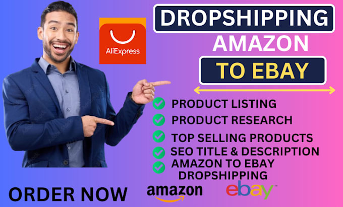 Gig Preview - Do amazon to ebay dropshipping seo prroduct research listing walmart aliexpress