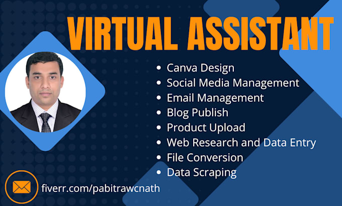 Gig Preview - Be your virtual assistant for social, blog, product upload, canva, web research