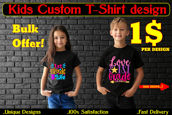 Gig Preview - Create kids custom tshirt designs