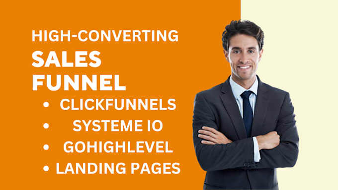 Gig Preview - Build sales funnel in clickfunnels, systeme io, gohighlevel landing page design