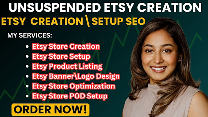 Gig Preview - Do etsy creation shop setup etsy listing  digital product store optimization SEO