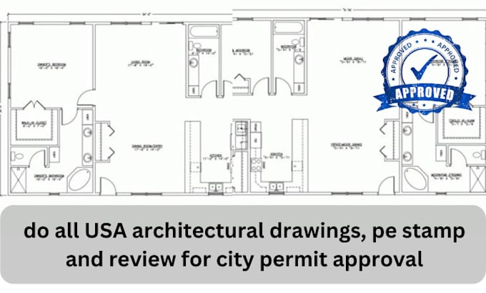 Gig Preview - Do all USA architectural drawings, pe stamp and review for city permit approval