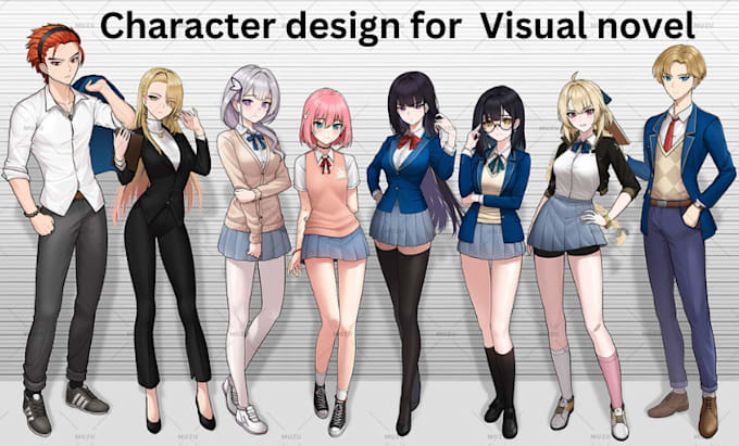 Gig Preview - Draw a visual novel anime character for your game or story