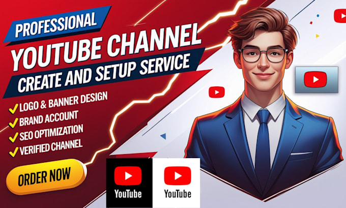 Gig Preview - Create setup youtube channel with logo banner and seo