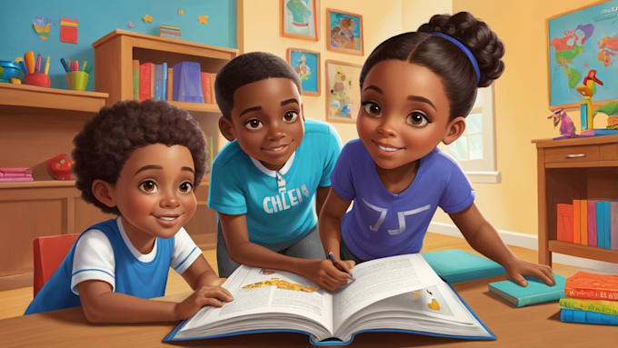 Gig Preview - Design 3d african american children book illustration, children book, kids book