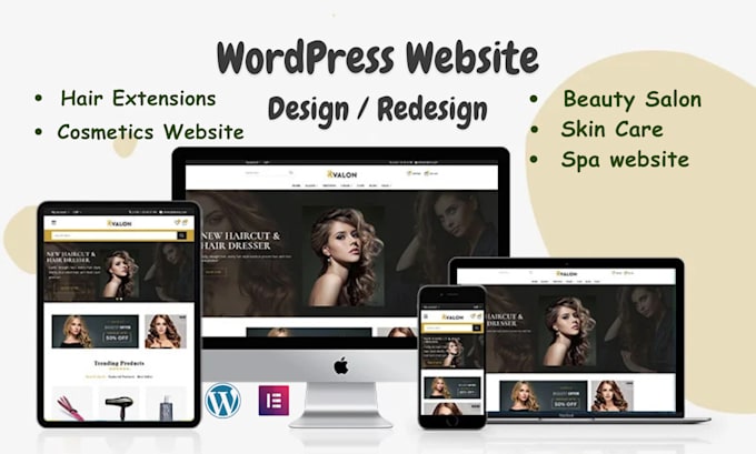 Gig Preview - Make beauty website, salon website,  spa website or cosmetic wordpress website