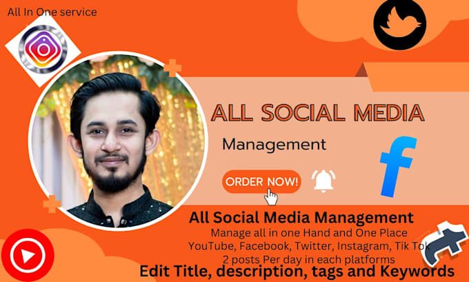 Gig Preview - Manage all social platforms management followers grow engagements