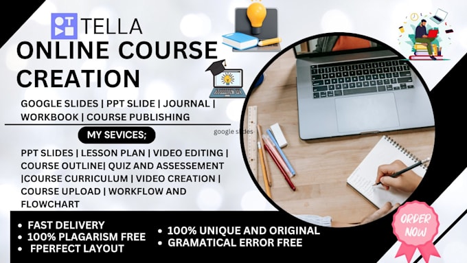 Gig Preview - Write online course content on self help, PPT slides, google slide, tella course