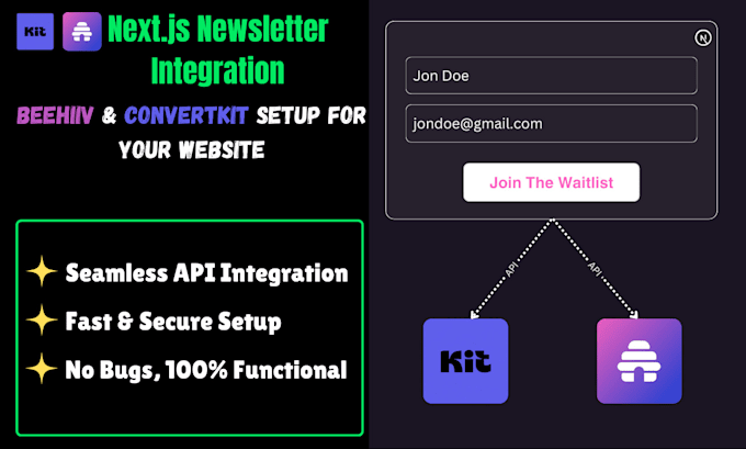 Gig Preview - Integrate beehiiv convertkit into your next js website