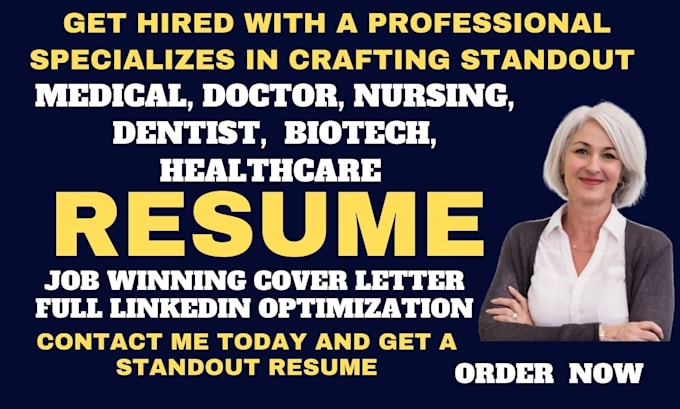 Gig Preview - Write doctor, nurse, surgeon, medical roles resume that lands you an interview