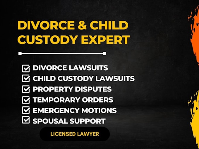 Gig Preview - Provide divorce settlement, child support, or family litigation services