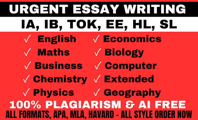 Gig Preview - Write and check extended essay, ia, ee, hl, sl, io, ib