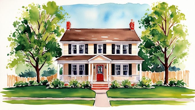 Gig Preview - Create a hand painted watercolor house portrait of your home