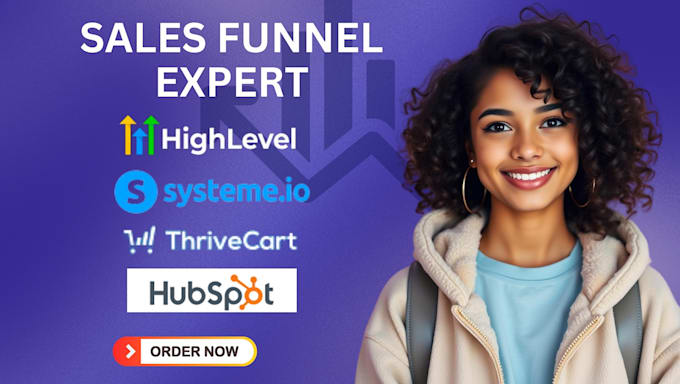 Gig Preview - Build sales funnel on gohighlevel thrivecart systeme io hubspot clickfunnels