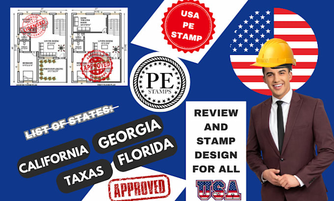 Gig Preview - California stamp licensed structural engineer review stamp USA stamp pe stamp