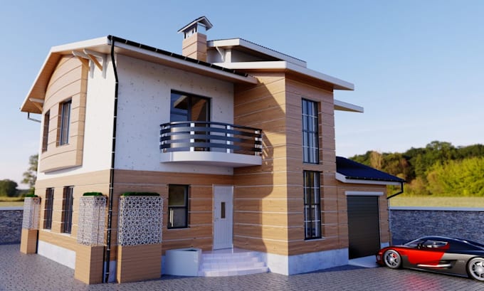 Gig Preview - Create 3d architectural rendering exterior home design interior 3d model house