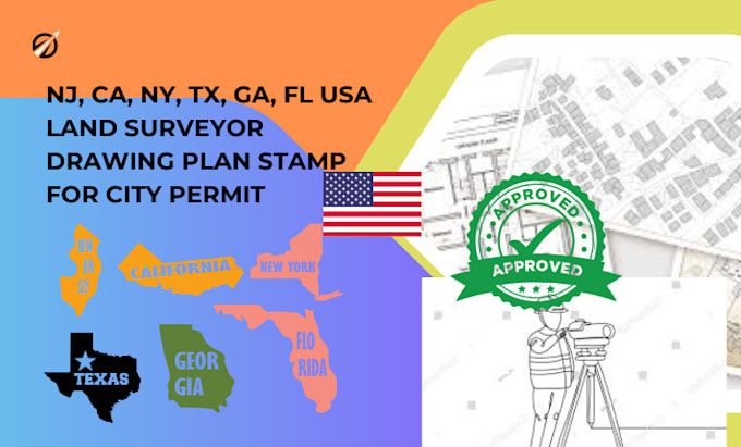 Bestseller - nj, ca, ny, tx, ga, fl usa land surveyor drawing plan stamp for city permit