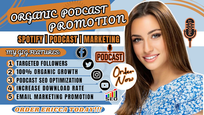 Gig Preview - Do complete spotify podcast promotion, marketing to increase listeners downloads