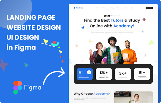 Gig Preview - Design a beautiful website and landing page for you in figma