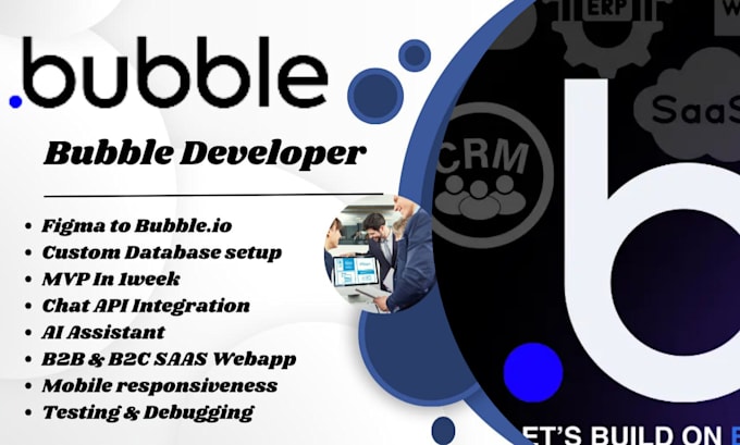 Gig Preview - Bubble io developer bubble bubble io to chatbot saas bubble web app bubble app