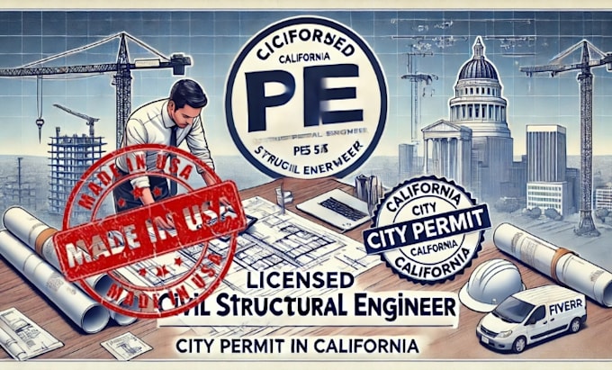 Gig Preview - Licensed civil structural engineer architect pe stamp, city permit in california