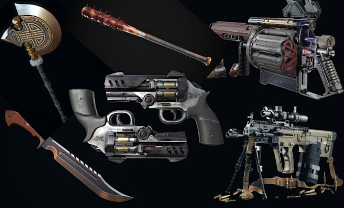 Gig Preview - Design 3d game asset, hard surface model solidwork weapon in unreal engine game