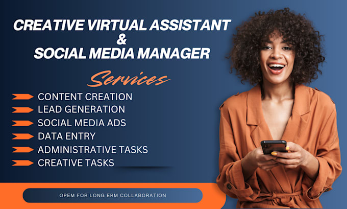 Gig Preview - Creative virtual assistant, personal social media assistant, creative assistant