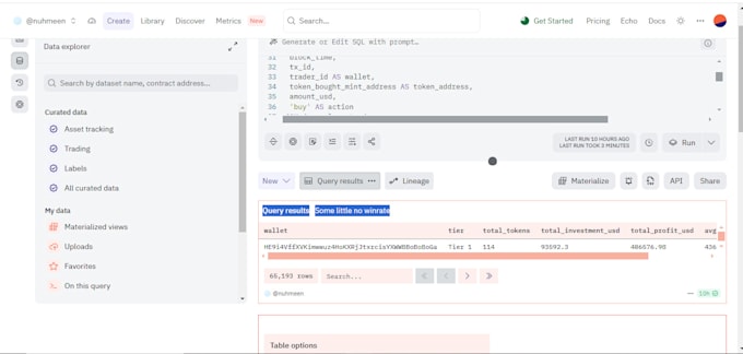 Gig Preview - Do dune analytics, dune dashboard, dune query, on chain data analysis