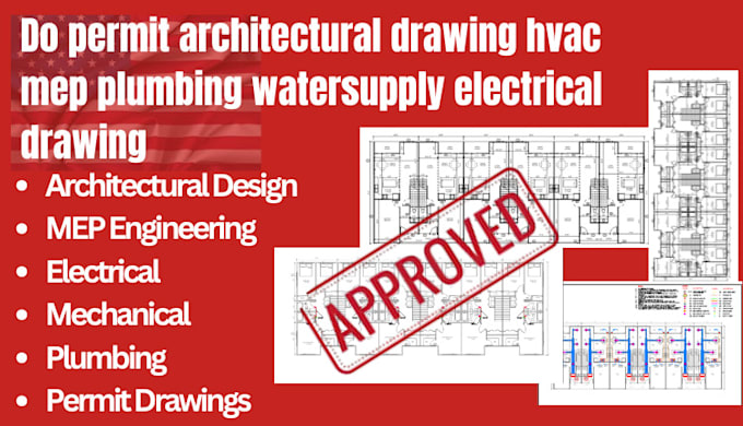 Gig Preview - Do permit architectural drawing hvac mep plumbing watersupply electrical drawing