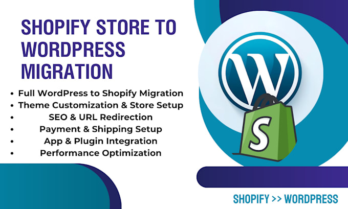 Gig Preview - Move, transfer, migrate your shopify store wix website to wordpress