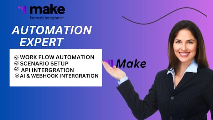 Gig Preview - Do make com automation, zapier, integromat make com automation make com scenario