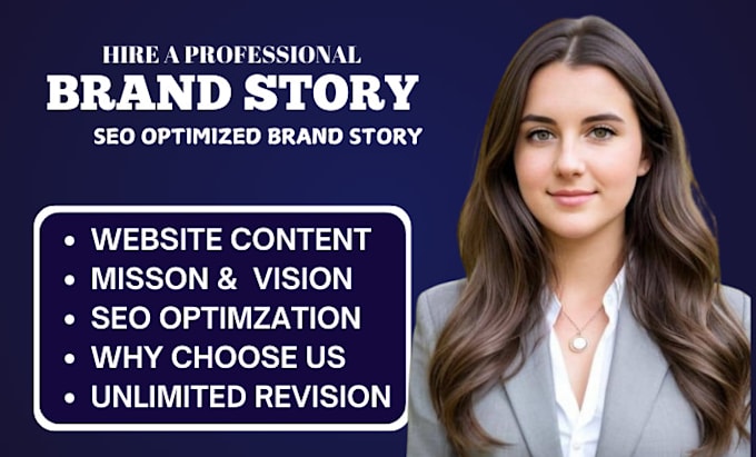 Gig Preview - Write your brand story, mission and vision statement, website content writer