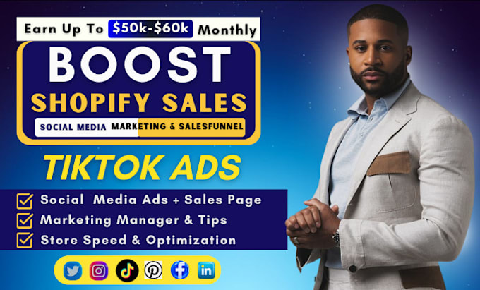 Gig Preview - Boost shopify sales, shopify dropshipping marketing or social media marketing